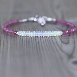 🩷🩷NEW🩷🩷 PRETTY!! Faceted Pink Tourmaline And Ethiopian Opal Bracelet